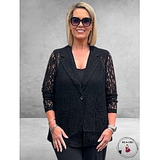 KAFFE Curve Blazer Lorani Zwart Kant